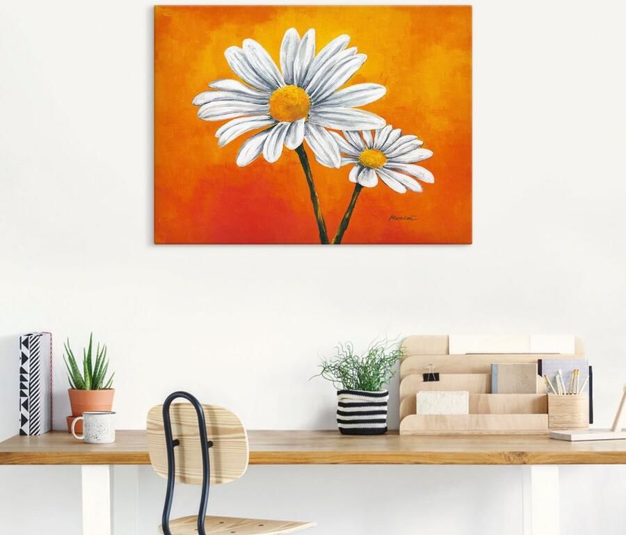 Artland Artprint Margrieten op oranje als artprint van aluminium artprint op linnen muursticker of poster in verschillende maten - Foto 4