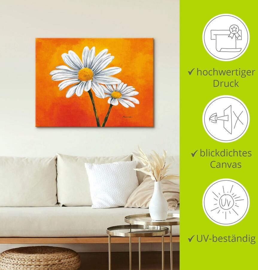 Artland Artprint Margrieten op oranje als artprint van aluminium artprint op linnen muursticker of poster in verschillende maten - Foto 3