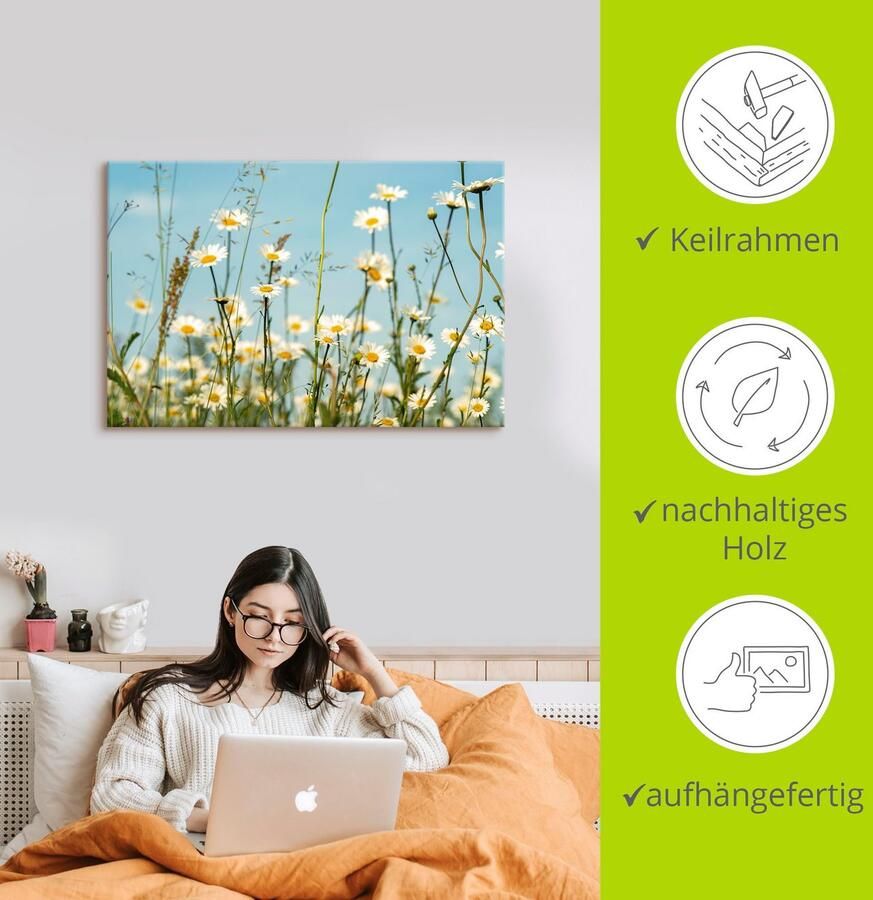 Artland Artprint Margrieten voor zomer hemel als artprint op linnen muursticker in verschillende maten