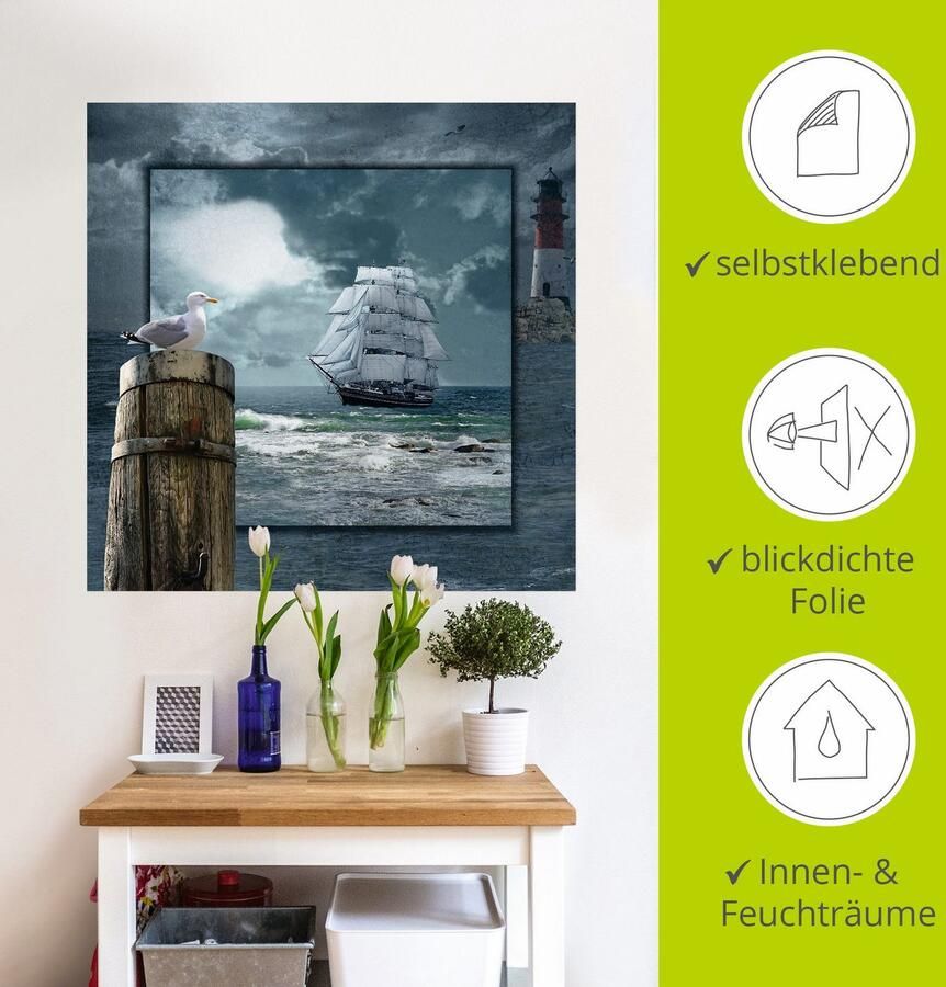 Artland Artprint Maritieme collage met zeilschip als artprint op linnen poster muursticker in verschillende maten - Foto 3