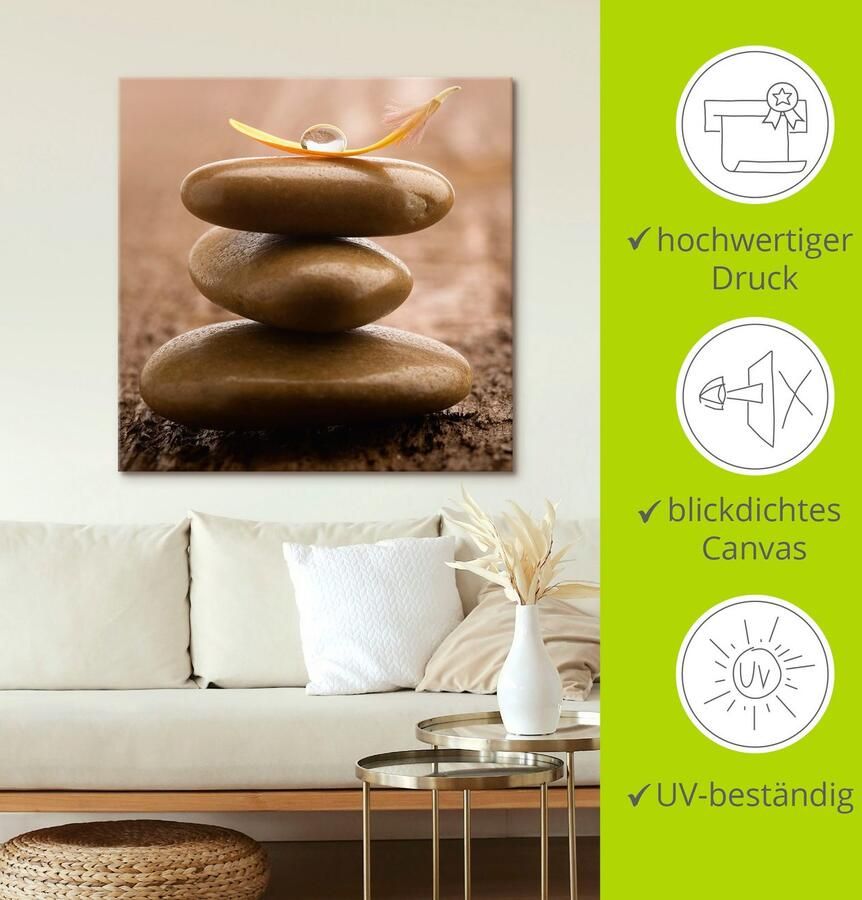 Artland Artprint Massagestenen op houten ondergrond als artprint op linnen muursticker in verschillende maten - Foto 3