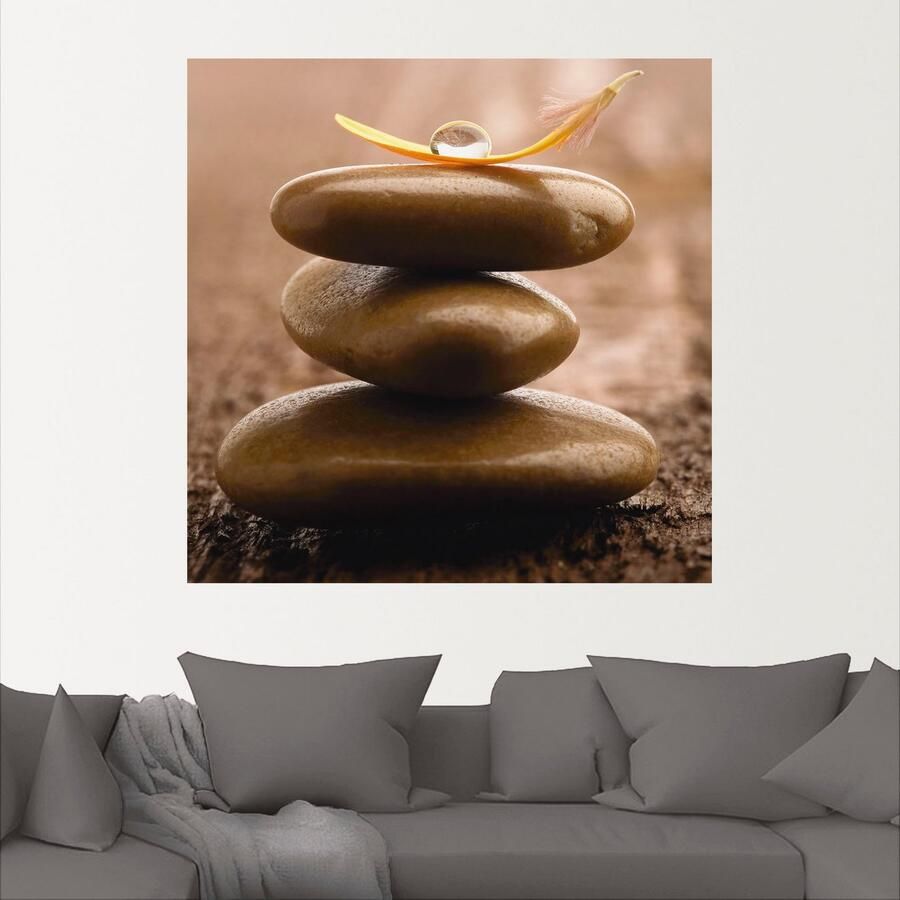 Artland Artprint Massagestenen op houten ondergrond als artprint op linnen muursticker in verschillende maten - Foto 2