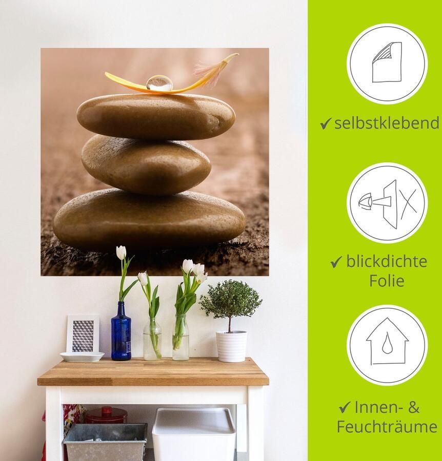 Artland Artprint Massagestenen op houten ondergrond als artprint op linnen muursticker in verschillende maten - Foto 4