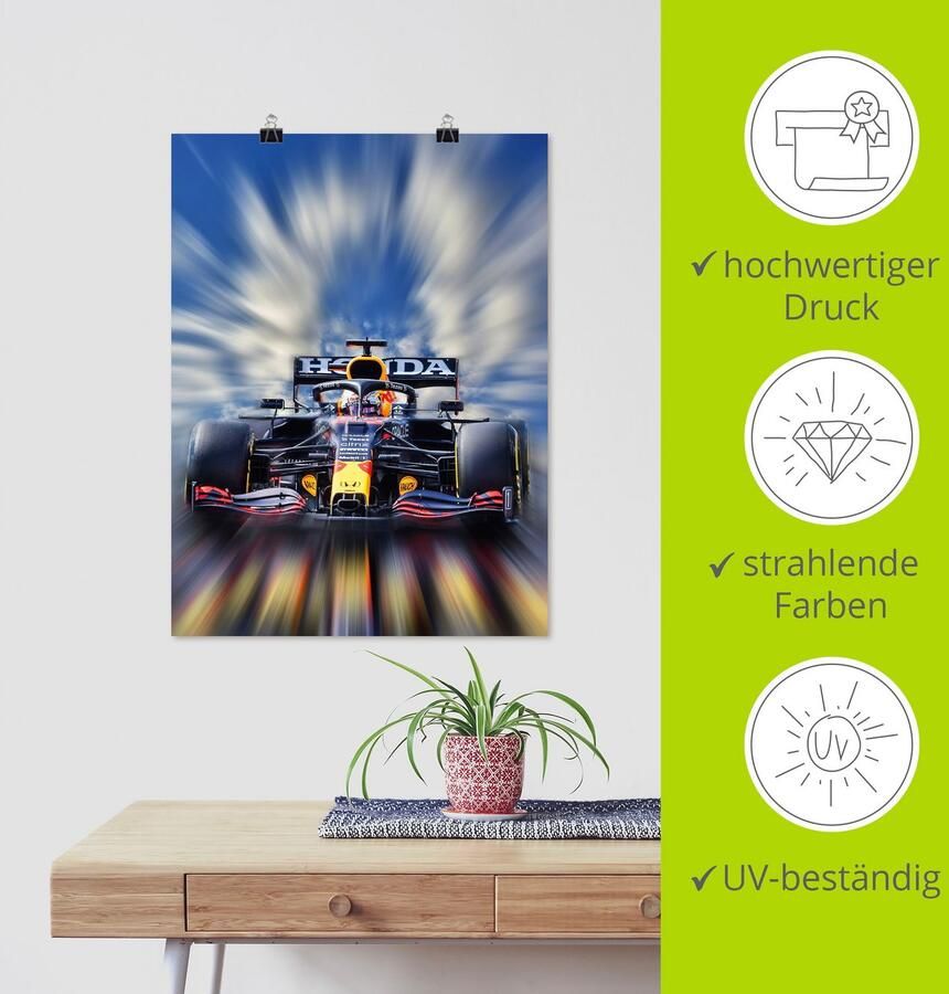 Artland Artprint Max Verstappen wereldkampioen Formule 1 als artprint van aluminium artprint voor buiten artprint op linnen poster muursticker - Foto 4