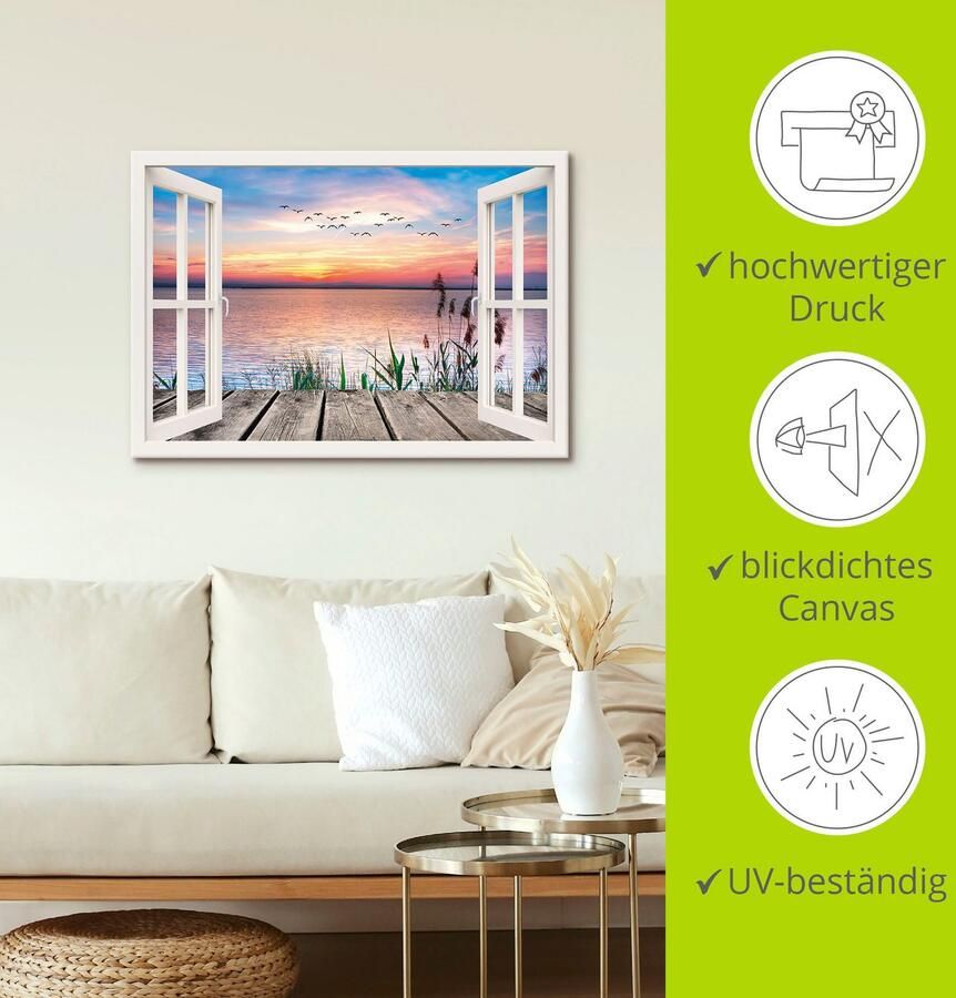 Artland Artprint Meer in de kleuren van de wolken als artprint op linnen poster muursticker in verschillende maten - Foto 4