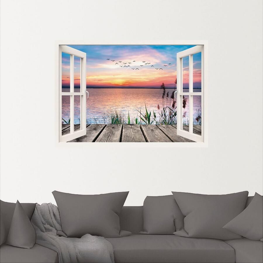 Artland Artprint Meer in de kleuren van de wolken als artprint op linnen poster muursticker in verschillende maten - Foto 3