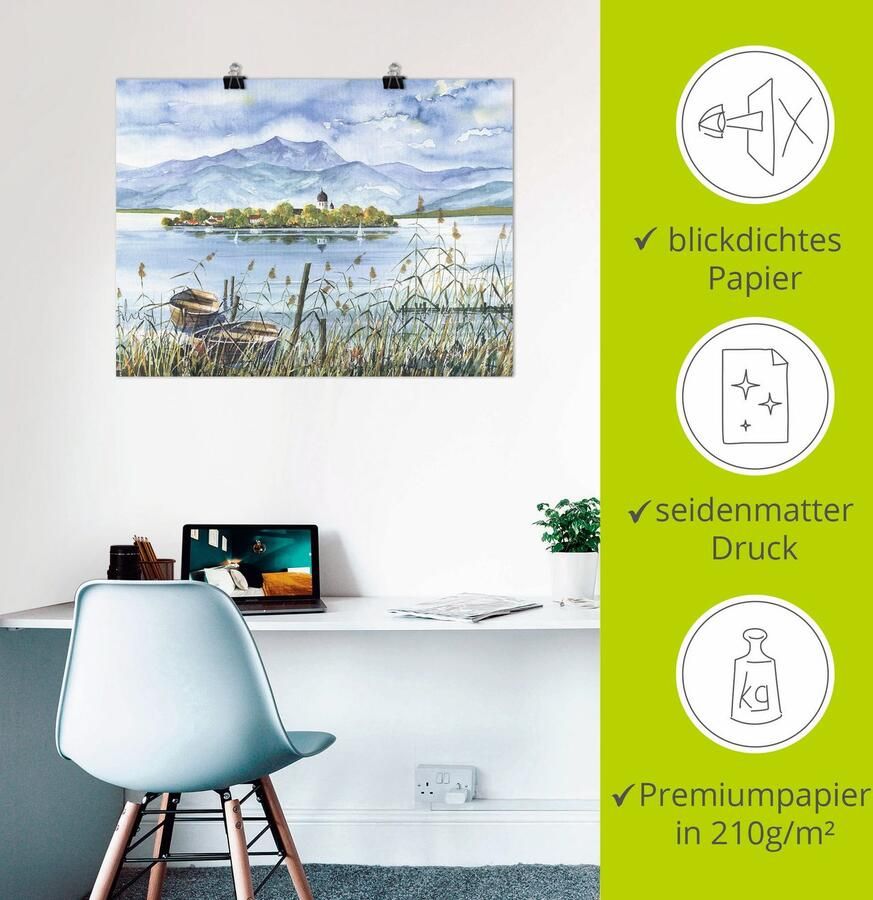 Artland Artprint Meerzicht Herreninsel als artprint op linnen poster in verschillende formaten maten - Foto 3