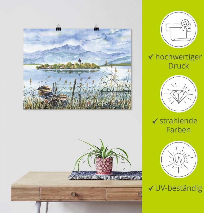 Artland Artprint Meerzicht Herreninsel als artprint op linnen poster in verschillende formaten maten - Foto 4