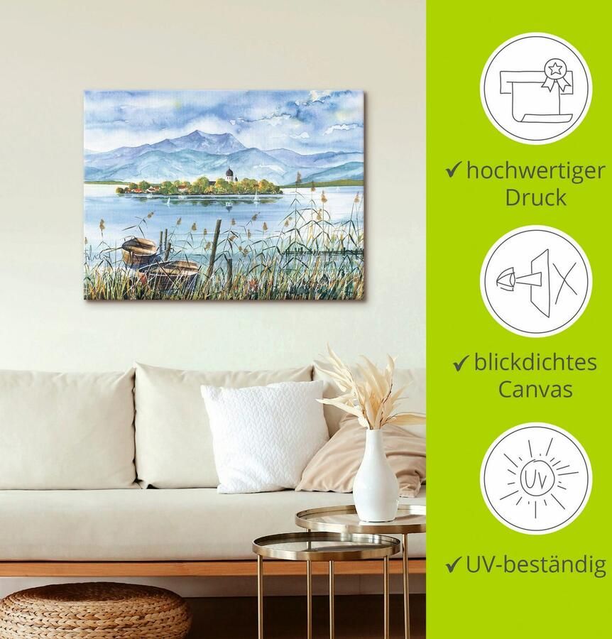Artland Artprint Meerzicht Herreninsel als artprint op linnen poster in verschillende formaten maten - Foto 3