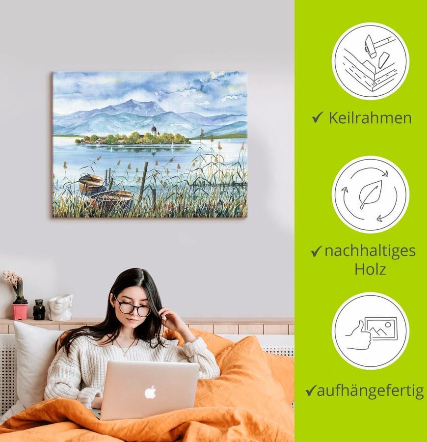 Artland Artprint Meerzicht Herreninsel als artprint op linnen poster in verschillende formaten maten - Foto 2