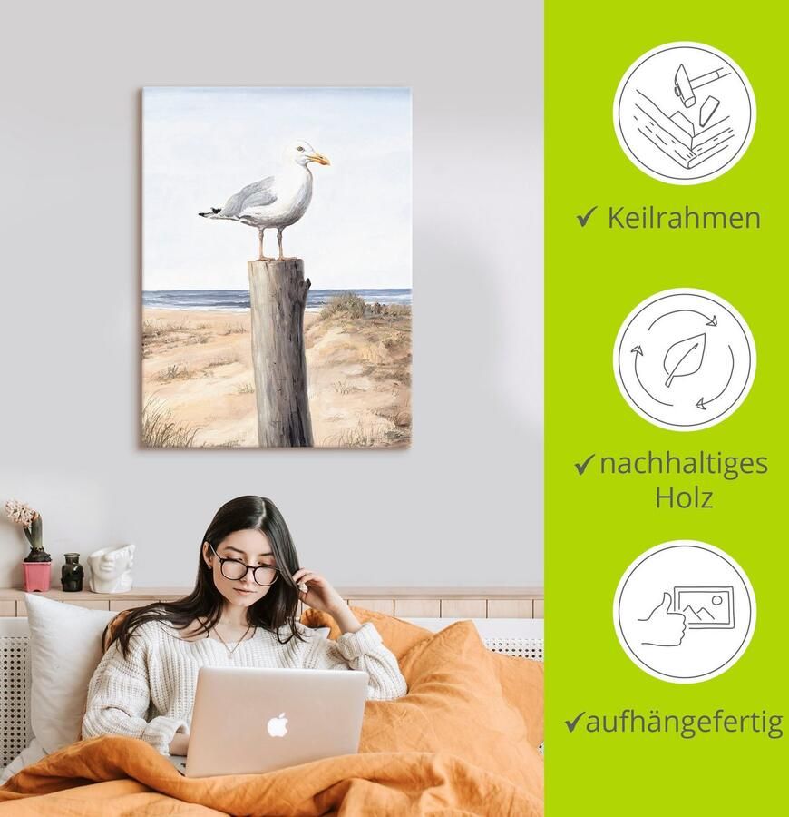 Artland Artprint Meeuw als artprint van aluminium artprint voor buiten artprint op linnen poster muursticker - Foto 3