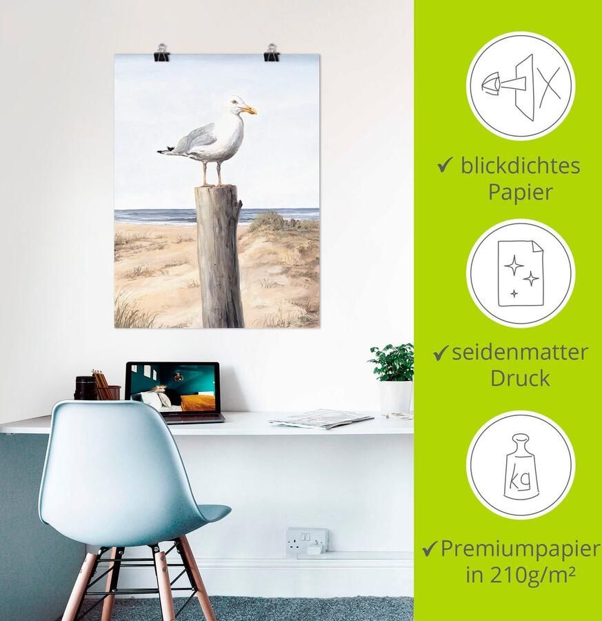 Artland Artprint Meeuw als artprint van aluminium artprint voor buiten artprint op linnen poster muursticker - Foto 3