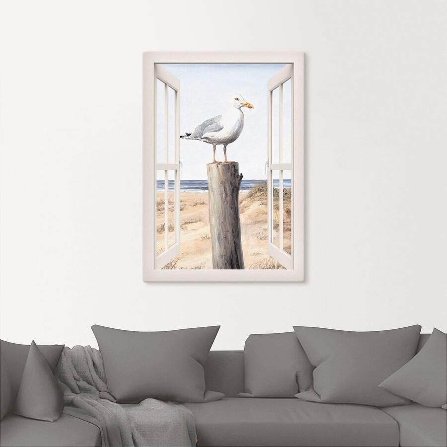Artland Artprint op linnen Meeuw blik uit het venster - Foto 2