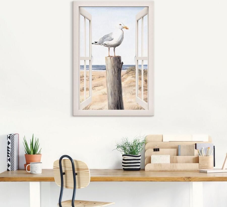 Artland Artprint op linnen Meeuw blik uit het venster - Foto 5