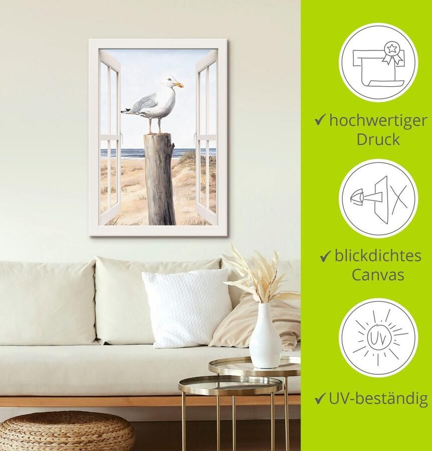 Artland Artprint op linnen Meeuw blik uit het venster - Foto 4