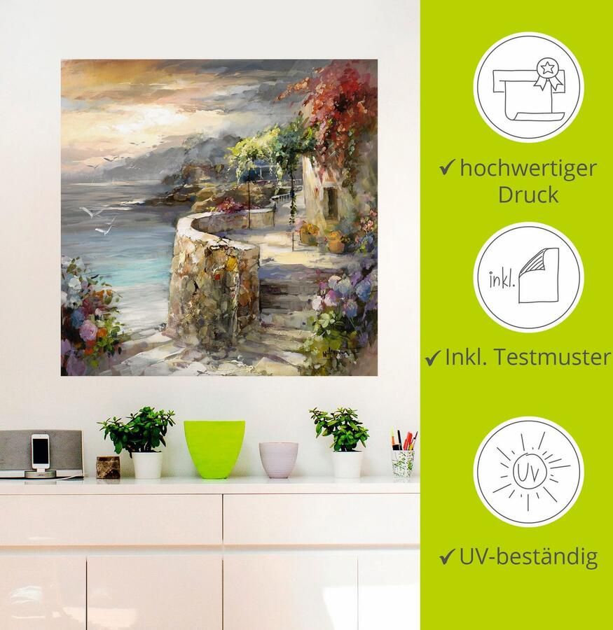 Artland Artprint Meeuwen en zonsondergang als artprint op linnen poster muursticker in verschillende maten - Foto 2