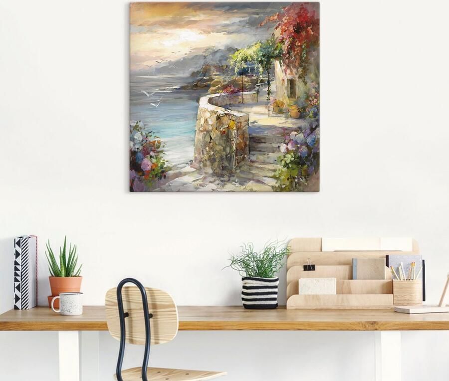 Artland Artprint Meeuwen en zonsondergang als artprint op linnen poster muursticker in verschillende maten - Foto 5