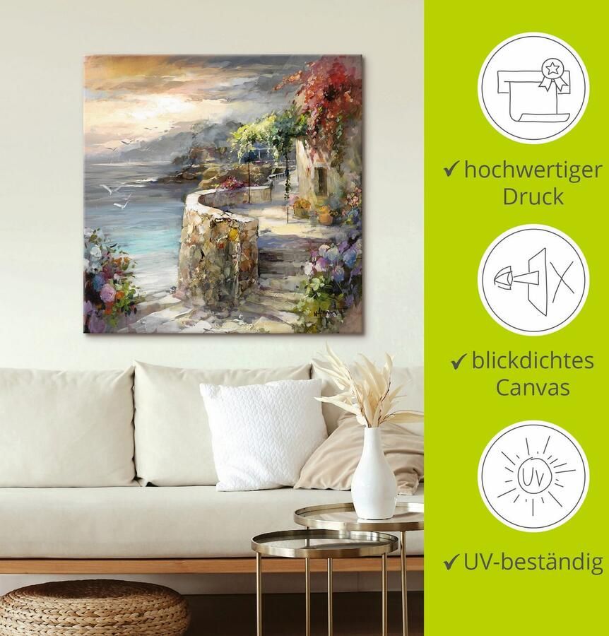 Artland Artprint Meeuwen en zonsondergang als artprint op linnen poster muursticker in verschillende maten - Foto 4