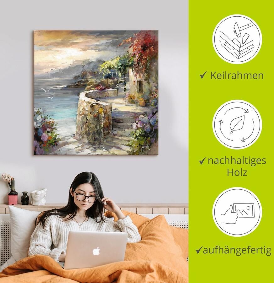 Artland Artprint Meeuwen en zonsondergang als artprint op linnen poster muursticker in verschillende maten - Foto 3