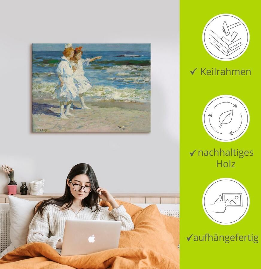 Artland Artprint Meisje aan het strand. als artprint op linnen muursticker in verschillende maten