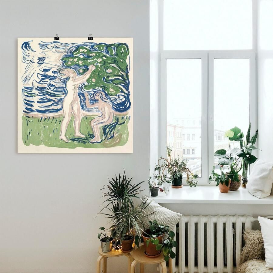 Artland Artprint Meisje bij het plukken van appels. 1915 als artprint van aluminium artprint op linnen muursticker of poster in verschillende maten