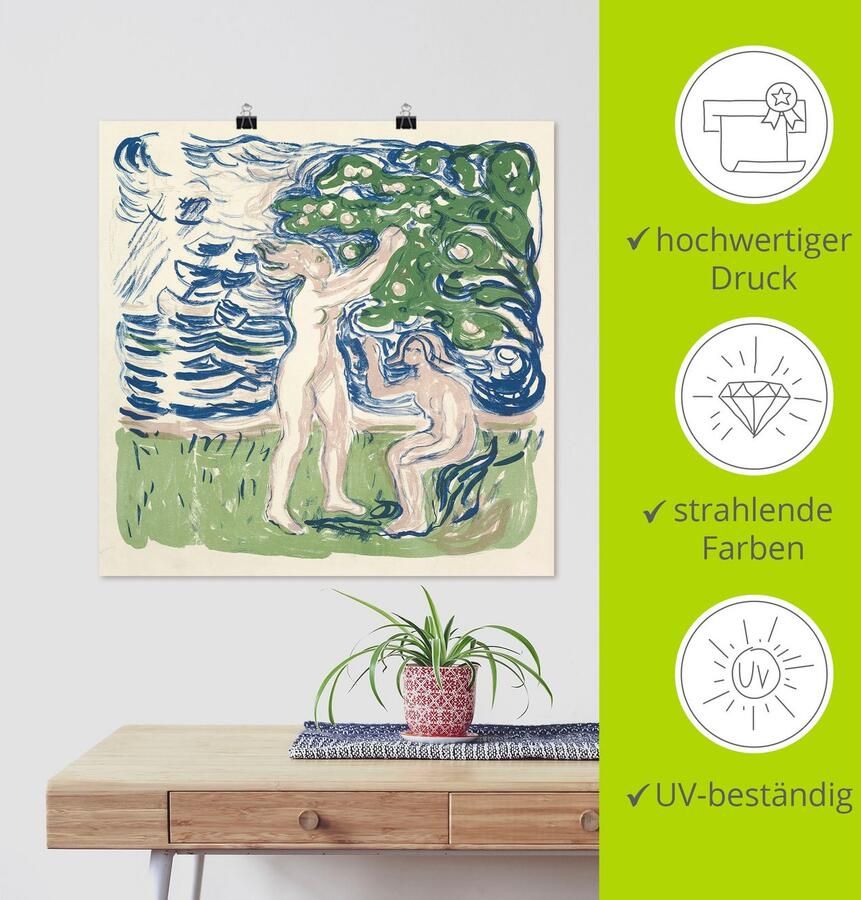 Artland Artprint Meisje bij het plukken van appels. 1915 als artprint van aluminium artprint op linnen muursticker of poster in verschillende maten - Foto 3