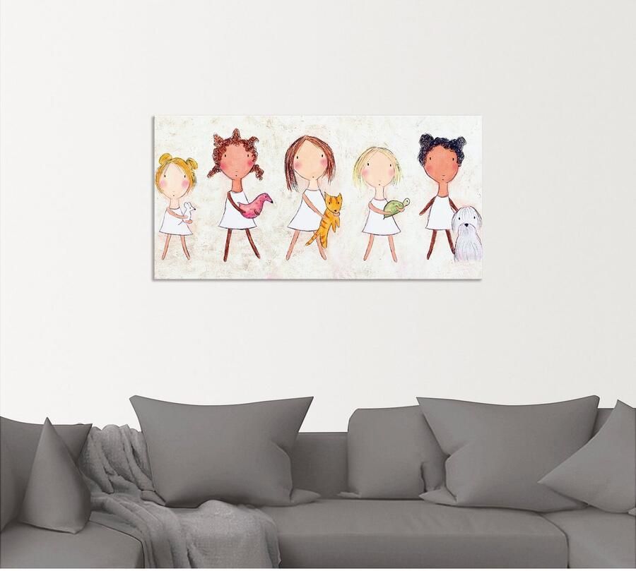 Artland Artprint Meisje met dieren als artprint van aluminium artprint voor buiten muursticker in diverse maten - Foto 4