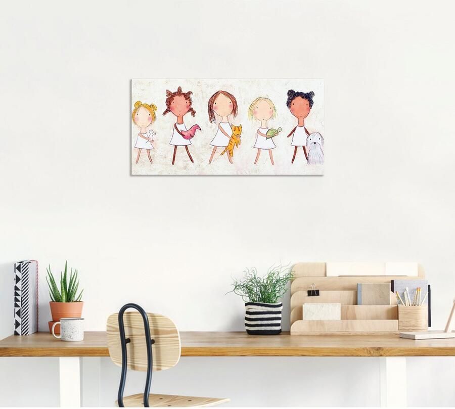 Artland Artprint Meisje met dieren als artprint van aluminium artprint voor buiten muursticker in diverse maten - Foto 5