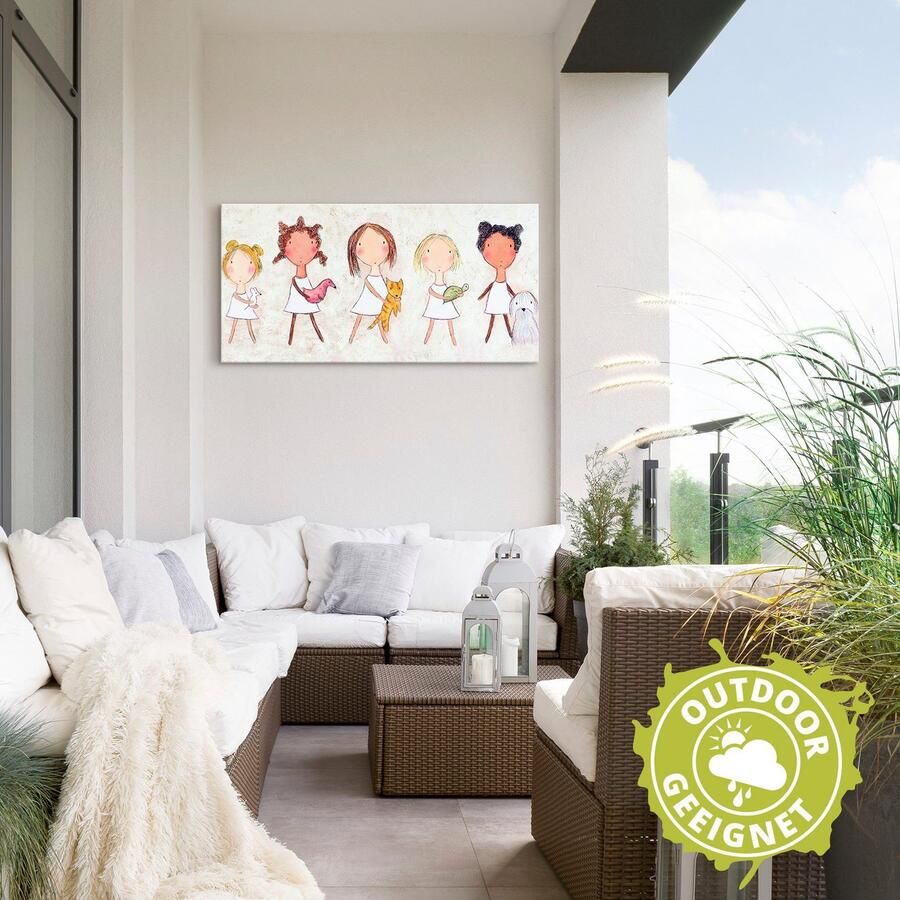 Artland Artprint Meisje met dieren als artprint van aluminium artprint voor buiten muursticker in diverse maten