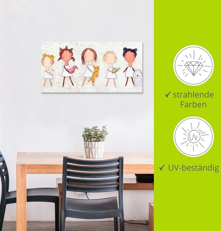 Artland Artprint Meisje met dieren als artprint van aluminium artprint voor buiten muursticker in diverse maten - Foto 2