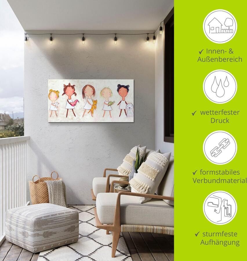 Artland Artprint Meisje met dieren als artprint van aluminium artprint voor buiten muursticker in diverse maten - Foto 3