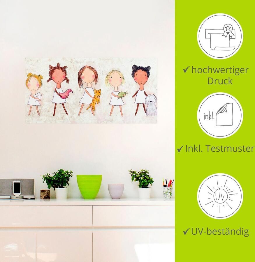 Artland Artprint Meisje met dieren als artprint van aluminium artprint voor buiten muursticker in diverse maten - Foto 3