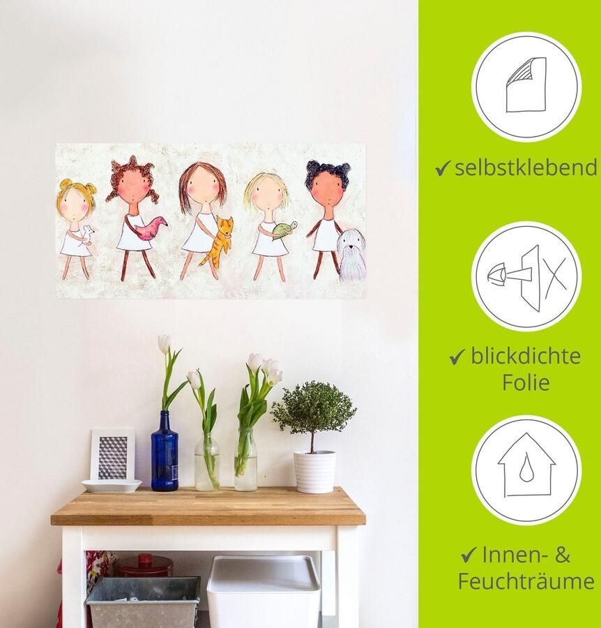 Artland Artprint Meisje met dieren als artprint van aluminium artprint voor buiten muursticker in diverse maten - Foto 4