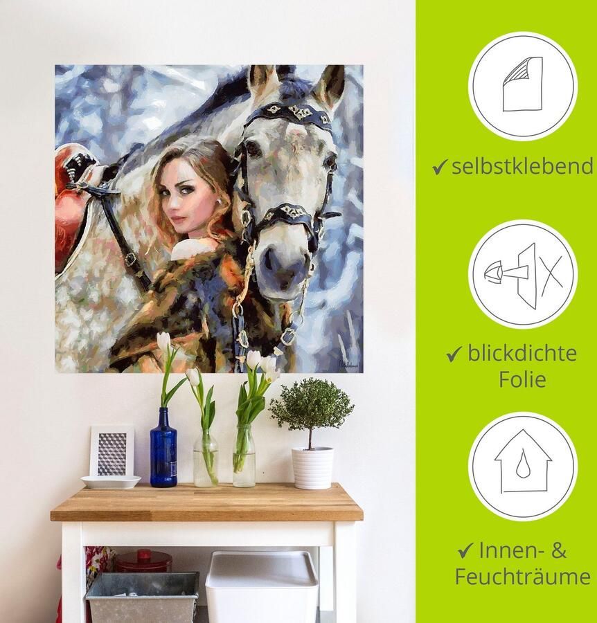 Artland Artprint Meisje met het witte paard als artprint op linnen poster muursticker in verschillende maten - Foto 3