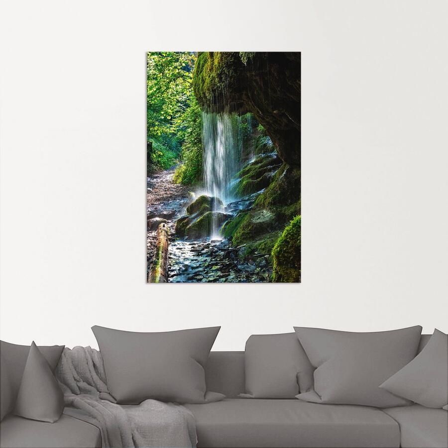 Artland Artprint Met mos bedekte waterval als artprint van aluminium artprint op linnen muursticker verschillende maten