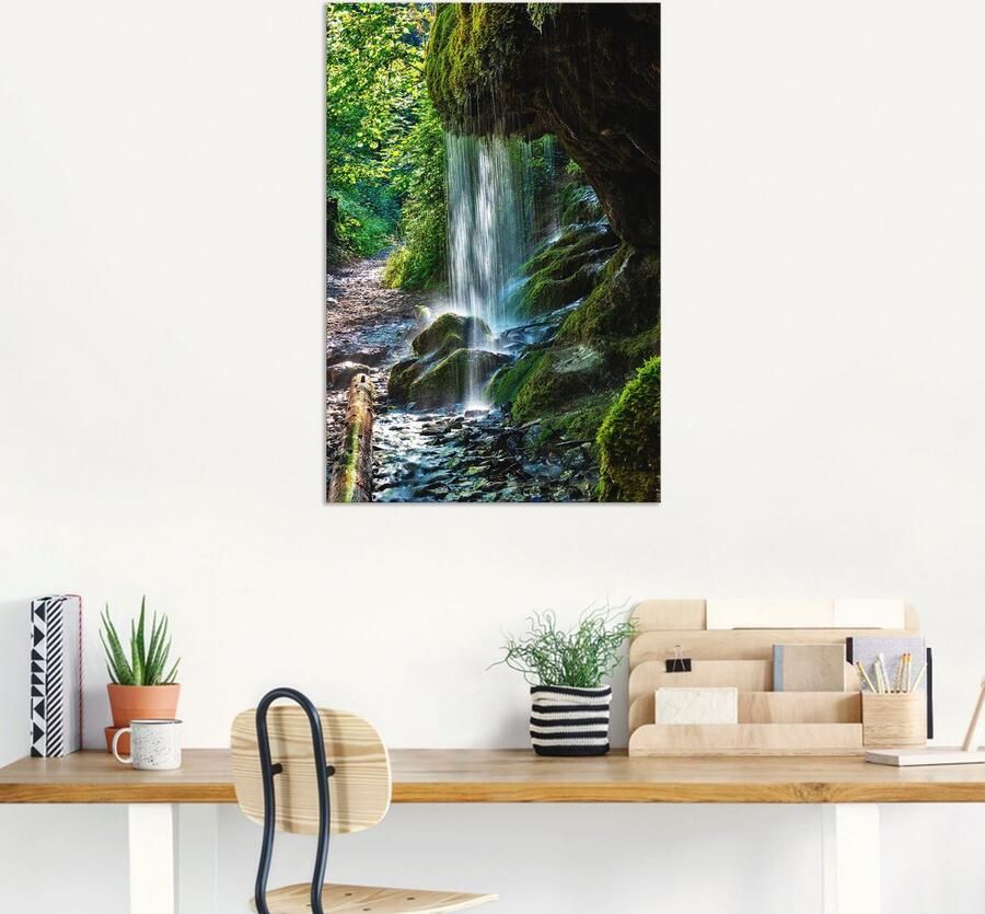 Artland Artprint Met mos bedekte waterval als artprint van aluminium artprint op linnen muursticker verschillende maten - Foto 6
