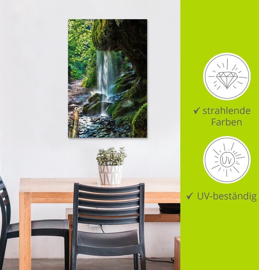 Artland Artprint Met mos bedekte waterval als artprint van aluminium artprint op linnen muursticker verschillende maten - Foto 3