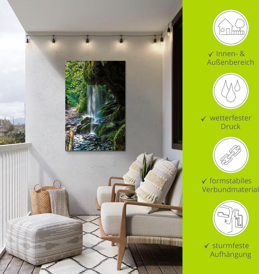 Artland Artprint Met mos bedekte waterval als artprint van aluminium artprint op linnen muursticker verschillende maten - Foto 5