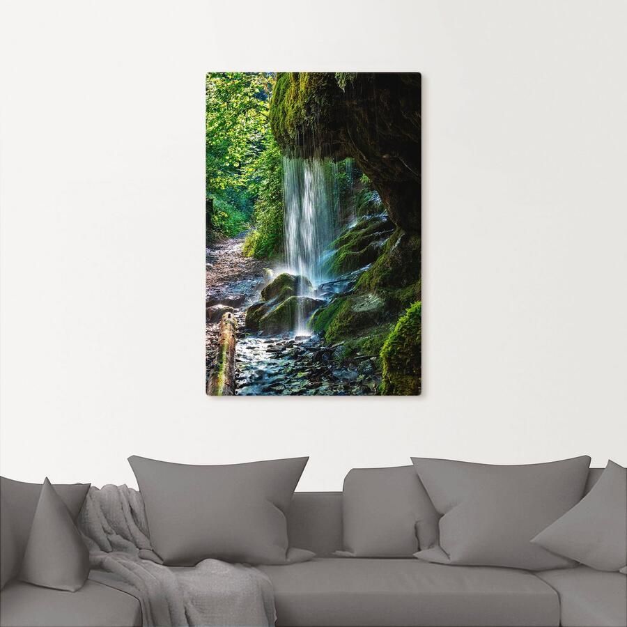 Artland Artprint Met mos bedekte waterval als artprint van aluminium artprint op linnen muursticker verschillende maten