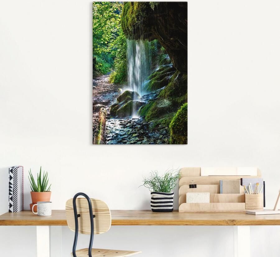 Artland Artprint Met mos bedekte waterval als artprint van aluminium artprint op linnen muursticker verschillende maten - Foto 4
