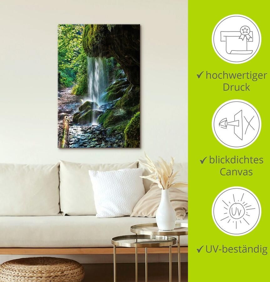 Artland Artprint Met mos bedekte waterval als artprint van aluminium artprint op linnen muursticker verschillende maten - Foto 3