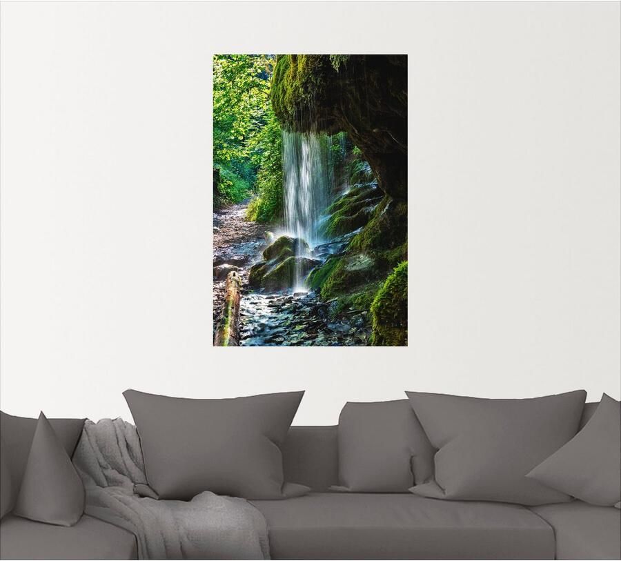 Artland Artprint Met mos bedekte waterval als artprint van aluminium artprint op linnen muursticker verschillende maten - Foto 4