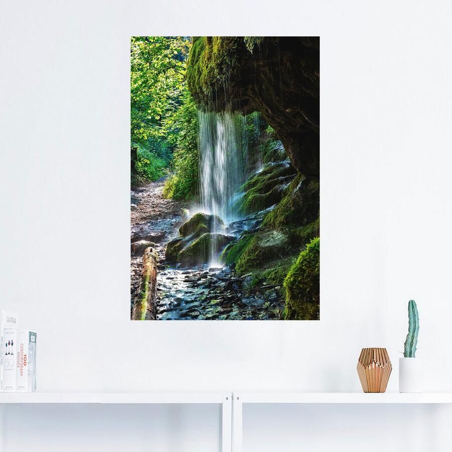 Artland Artprint Met mos bedekte waterval als artprint van aluminium artprint op linnen muursticker verschillende maten