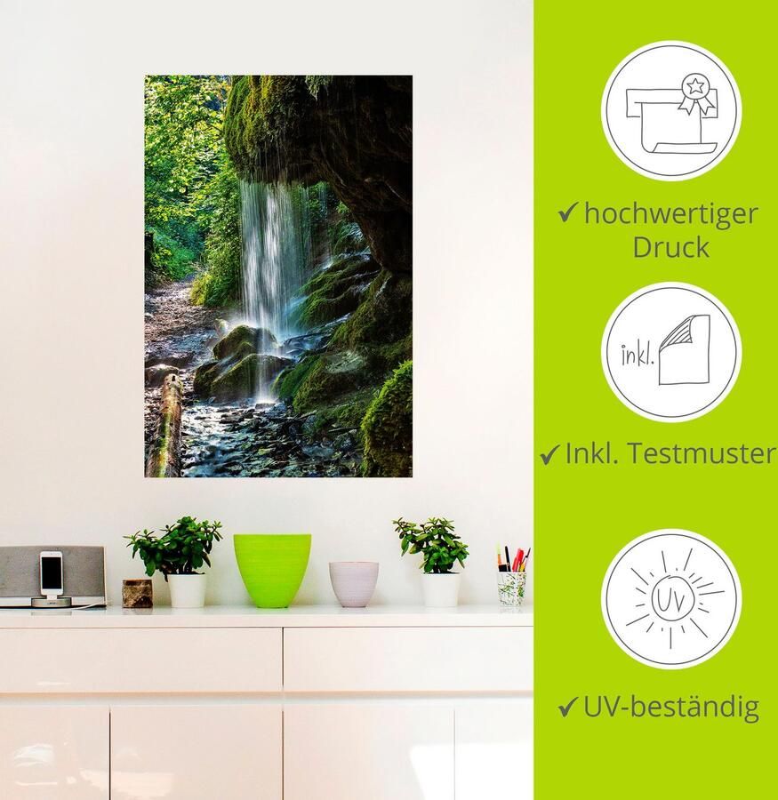 Artland Artprint Met mos bedekte waterval als artprint van aluminium artprint op linnen muursticker verschillende maten - Foto 2