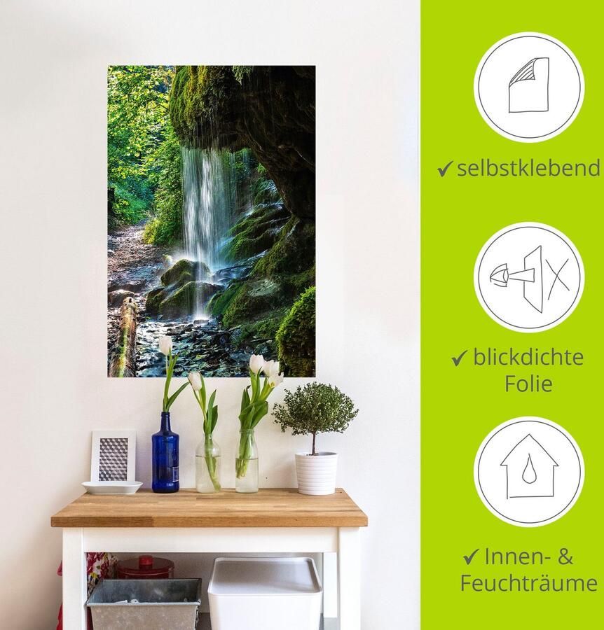 Artland Artprint Met mos bedekte waterval als artprint van aluminium artprint op linnen muursticker verschillende maten - Foto 3