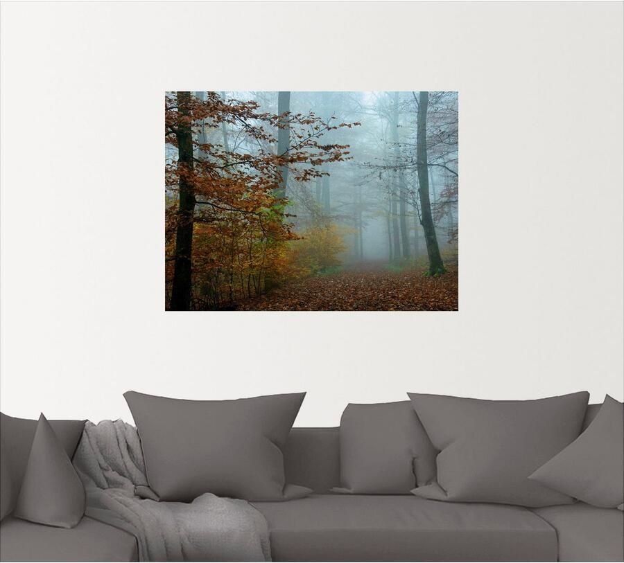 Artland Artprint Mist in herfstbos als artprint op linnen poster muursticker in verschillende maten - Foto 4