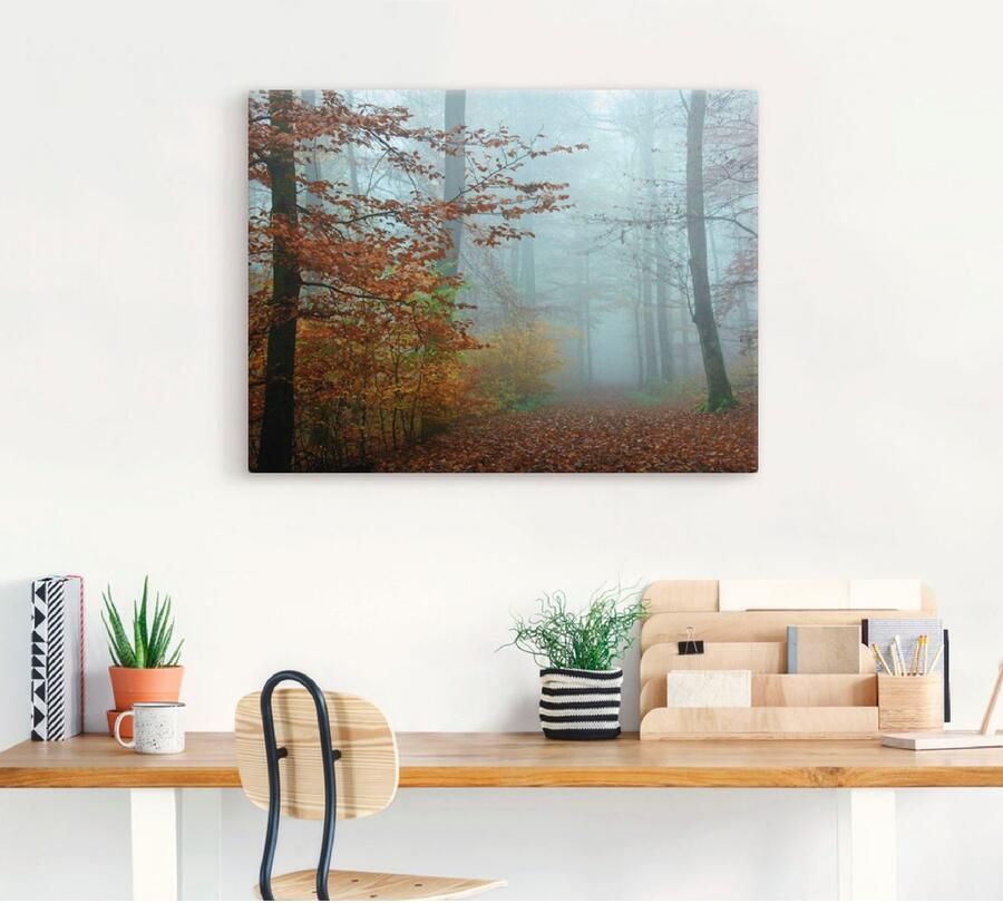 Artland Artprint Mist in herfstbos als artprint op linnen poster muursticker in verschillende maten - Foto 3