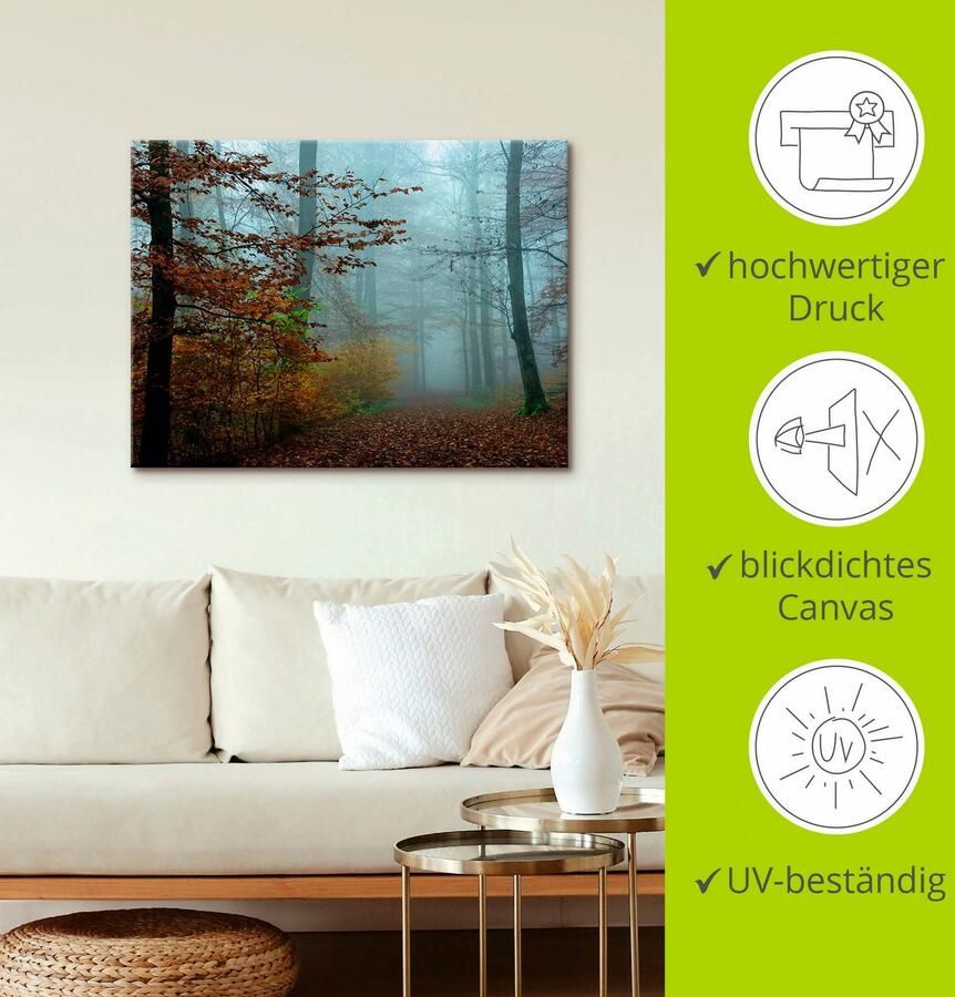 Artland Artprint Mist in herfstbos als artprint op linnen poster muursticker in verschillende maten - Foto 2