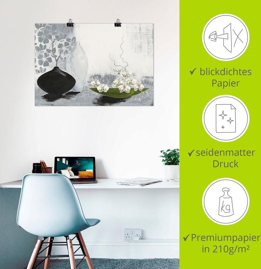 Artland Artprint Modern bol vat met orchideeën als artprint op linnen poster in verschillende formaten maten - Foto 3