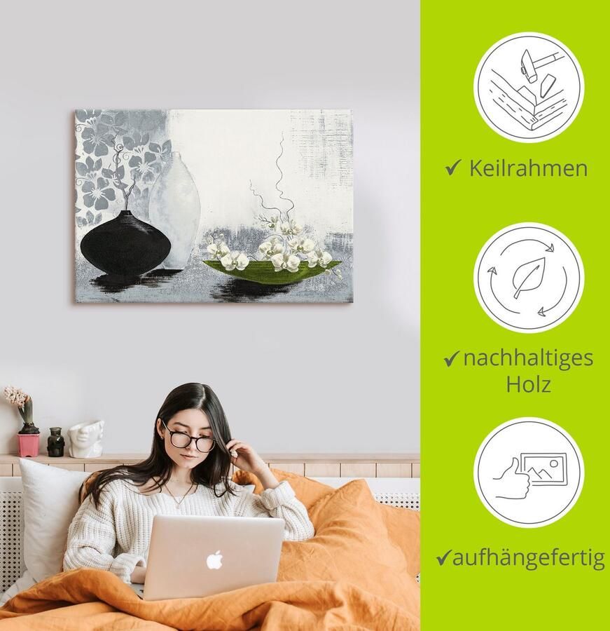 Artland Artprint Modern bol vat met orchideeën als artprint op linnen poster in verschillende formaten maten - Foto 2